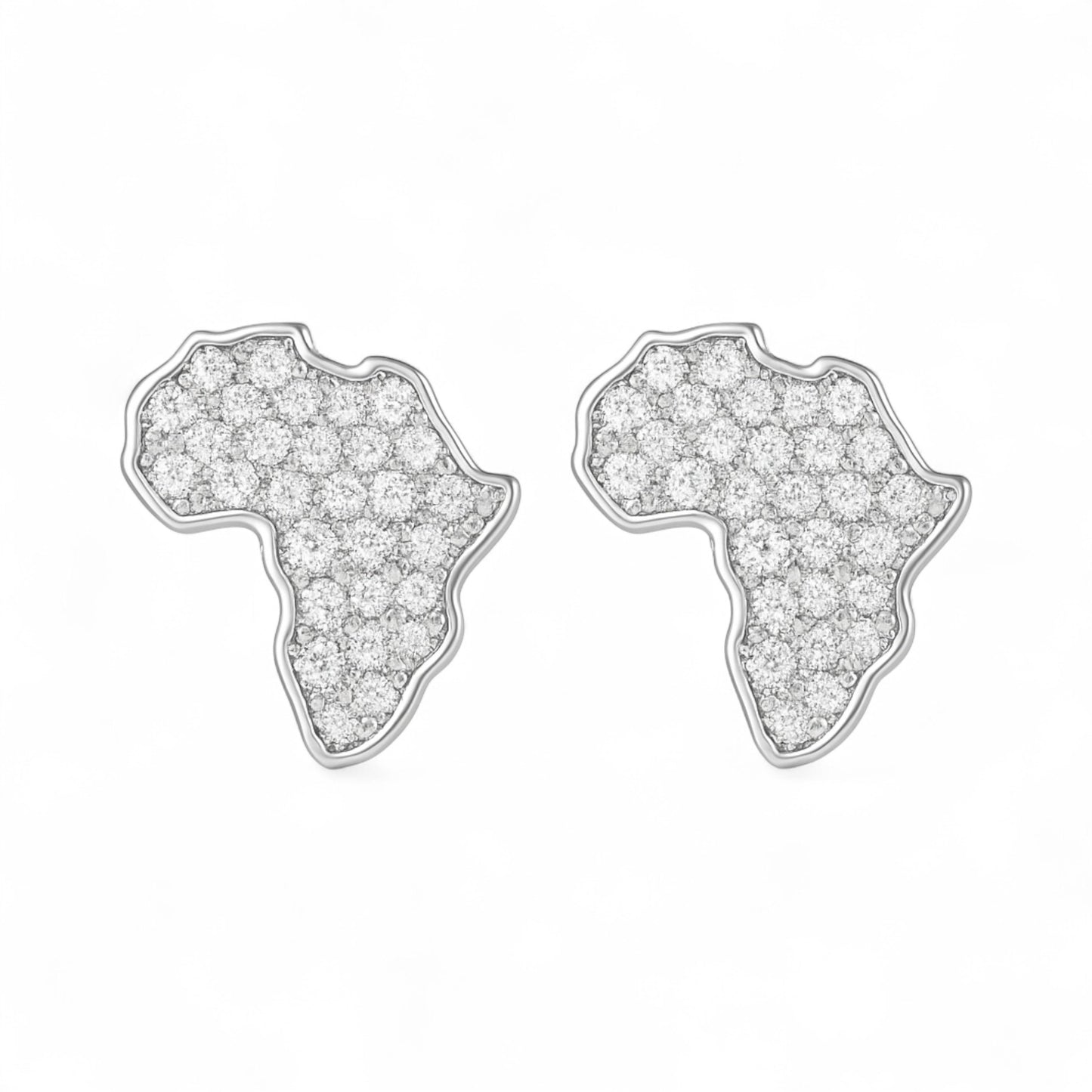 African Heritage Map Natural Diamond Studs in 18KT Gold