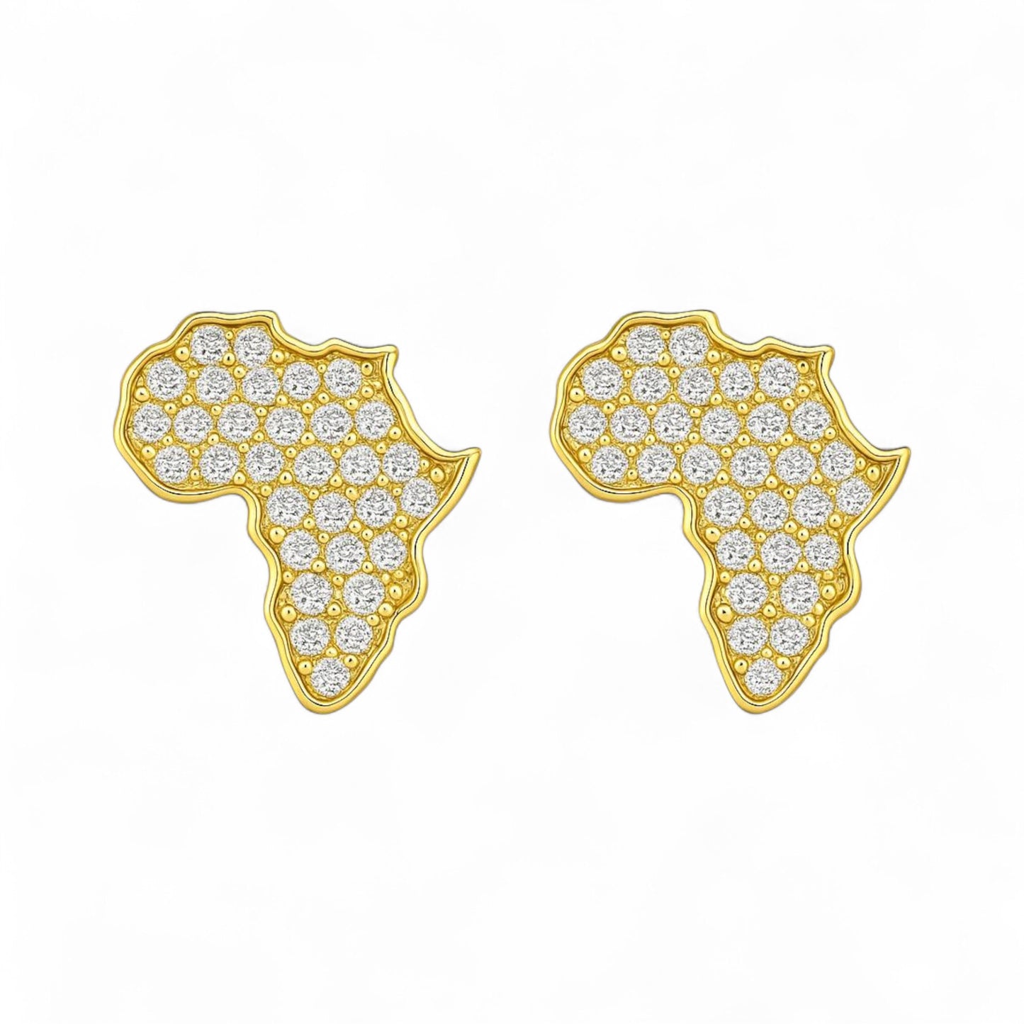 African Heritage Map Natural Diamond Studs in 18KT Gold