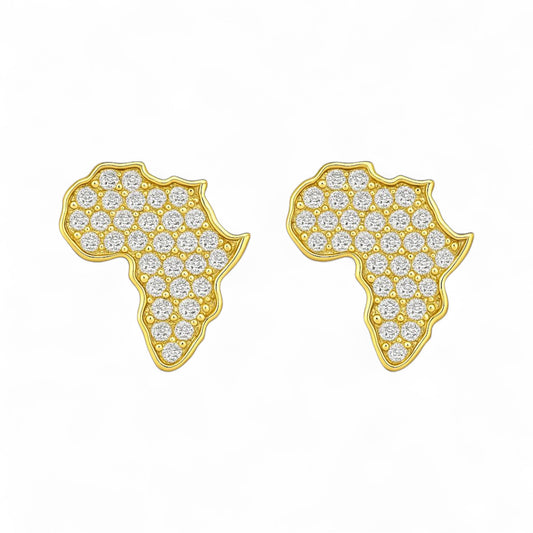 African Heritage Map Natural Diamond Studs in 18KT Gold
