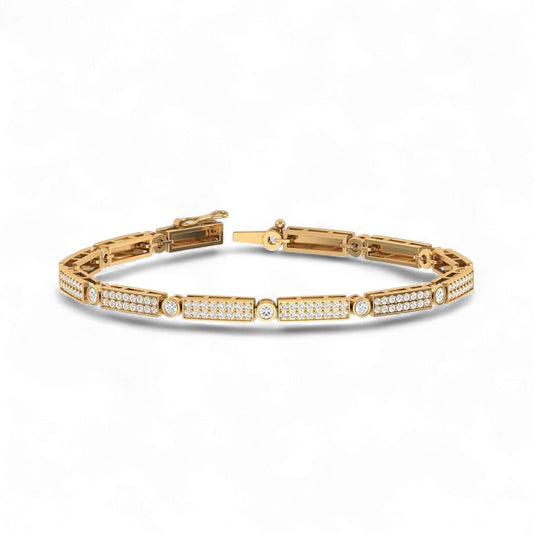 Gold bracelet with diamonds on a white background