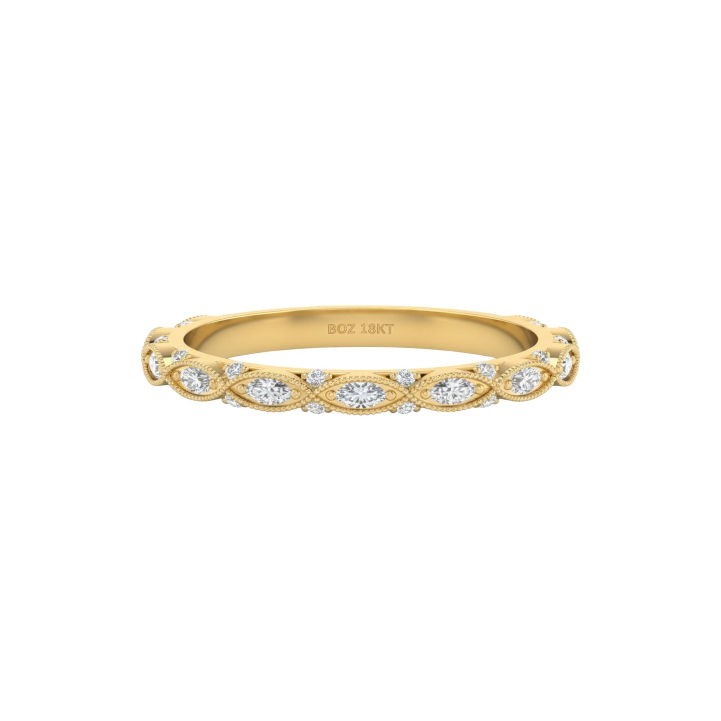 Hazel Moissanite Band in 18KT Gold