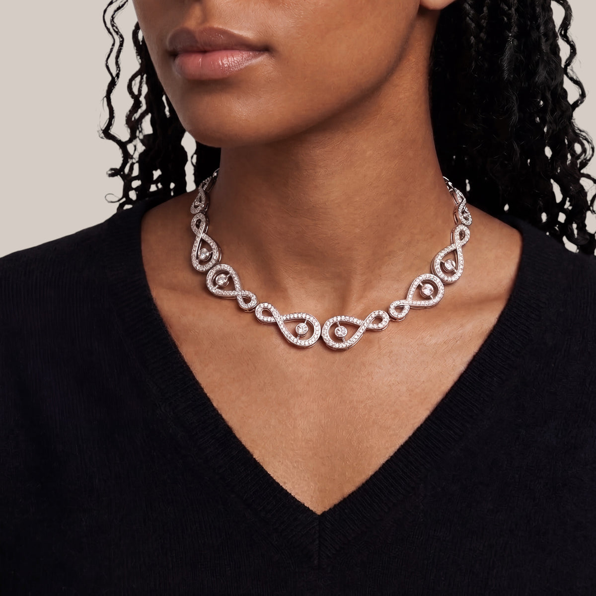 Collier Maille Infinie Twinkle Pavé 3D en Or 18 carats