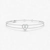 Silver bracelet with a heart-shaped clasp on a white background