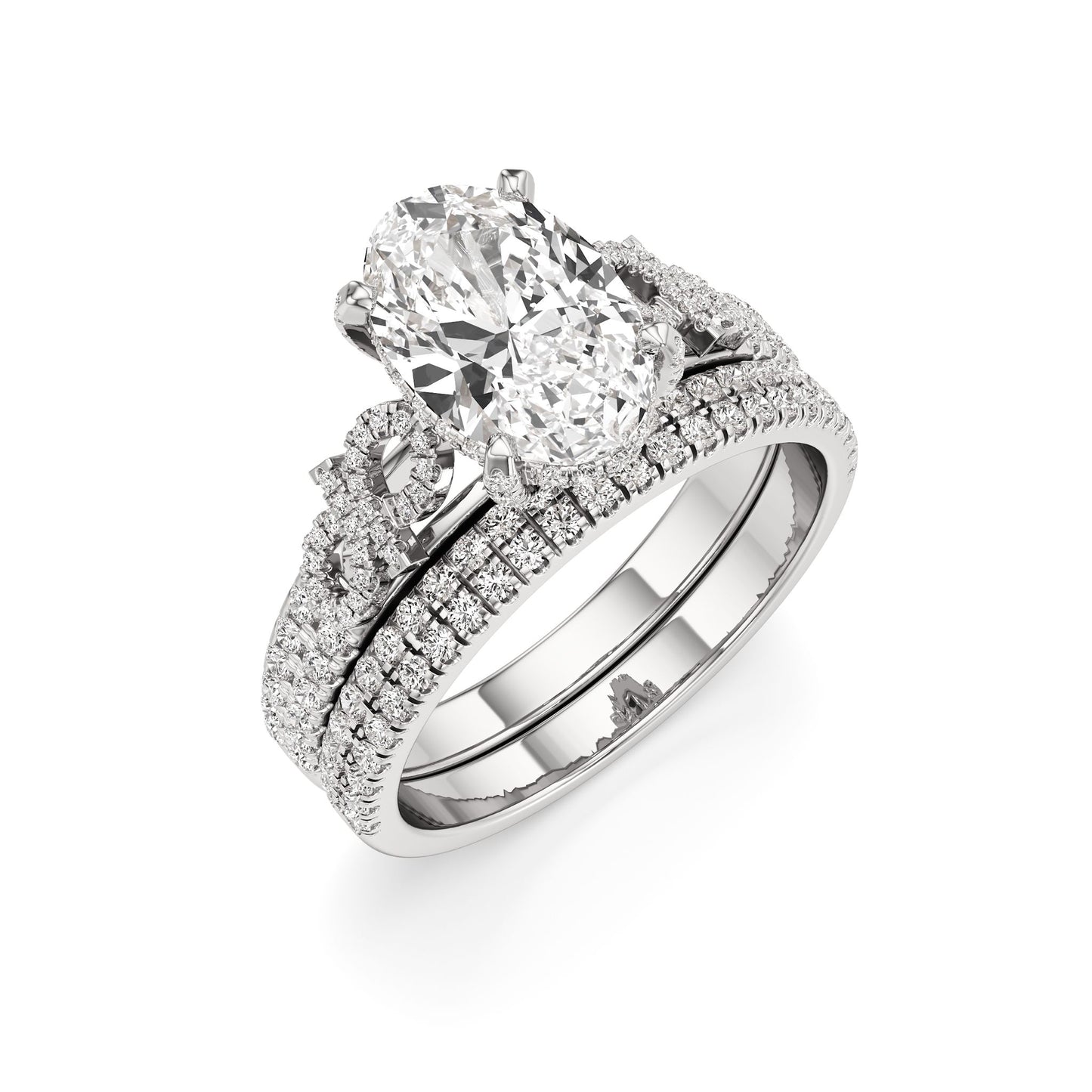 Infinie Signature Oval Cut Bride Set in 18KT Gold