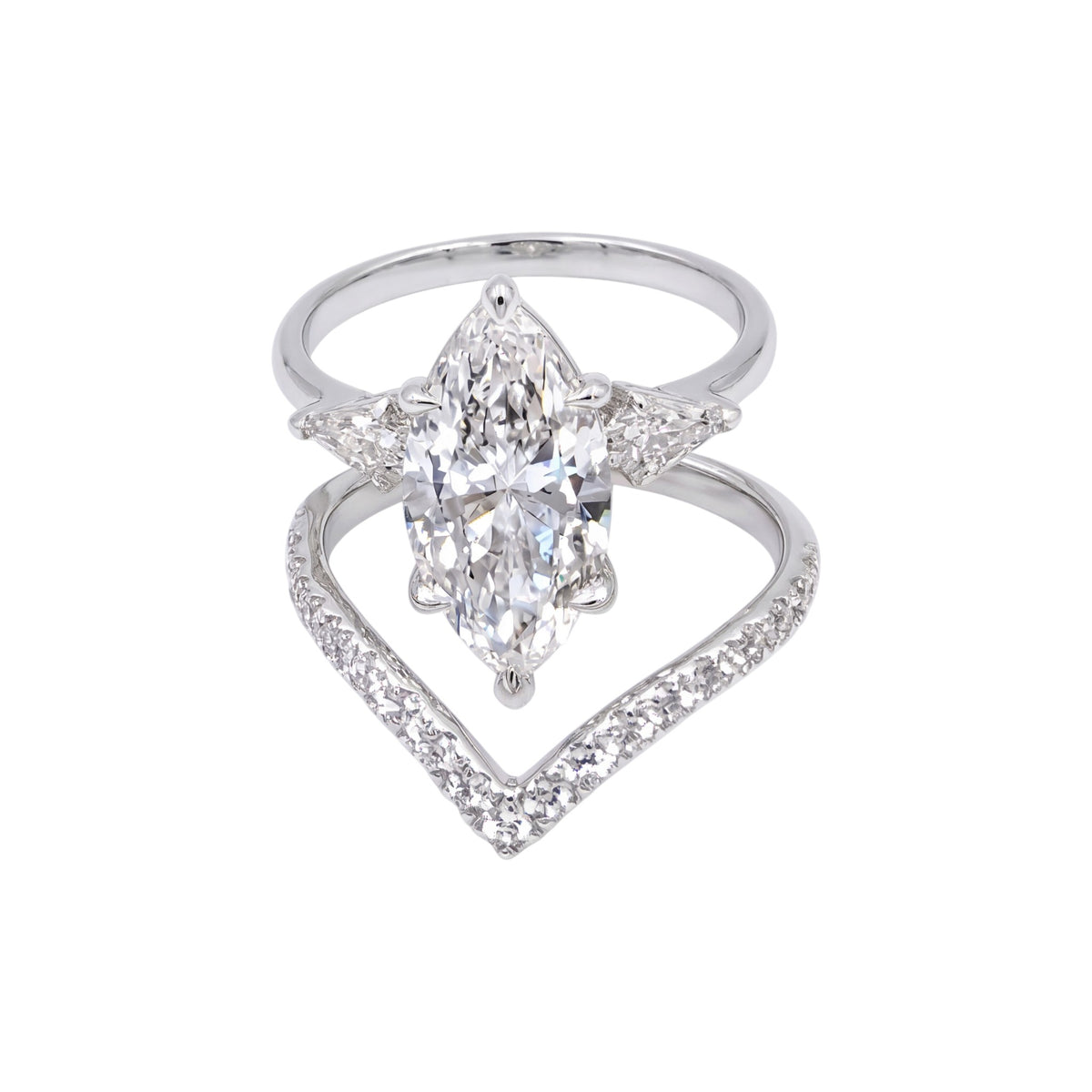 Vina Marquise Cut Diamond Bride Set in Platinum