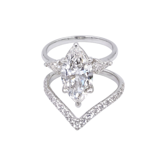 Vina Marquise Cut Diamond Bride Set in Platinum