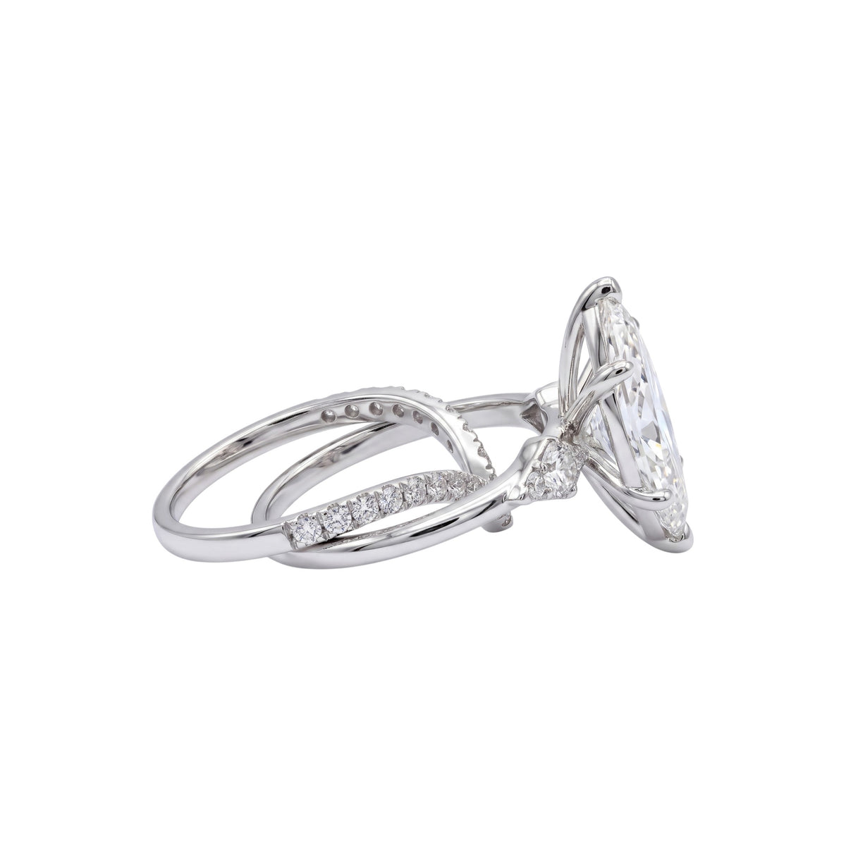 Vina Marquise Cut Diamond Bride Set in Platinum