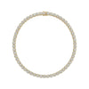 Gold bracelet with clear gemstones on a white background