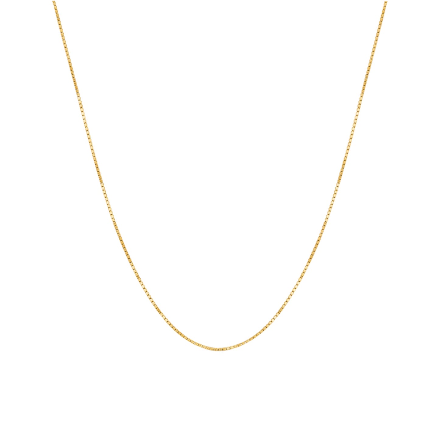 Gold chain necklace on a white background