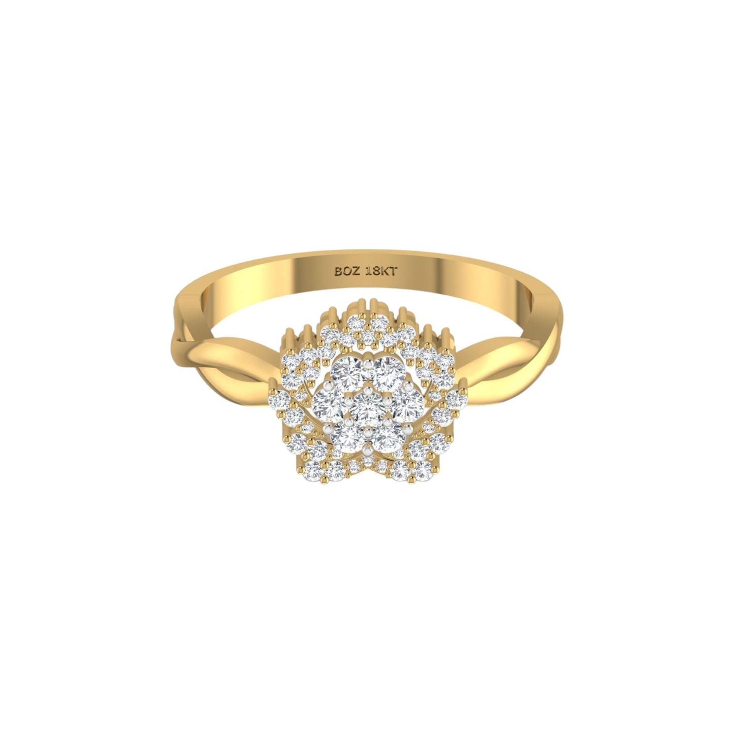 BOZ Forever Moissanite Engagement Ring in 18K Gold