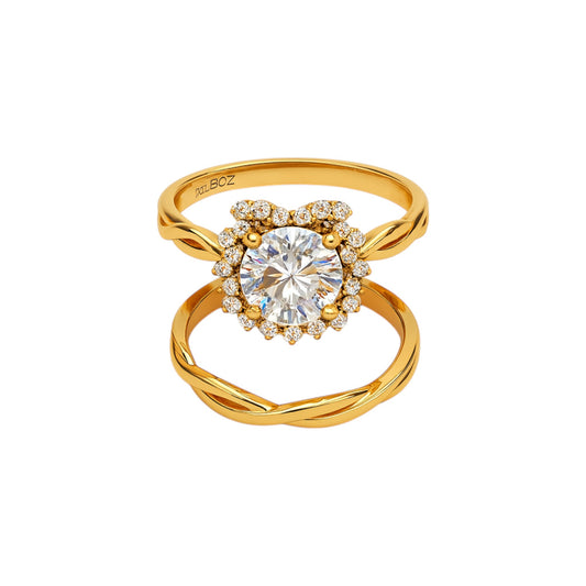 BOZ Forever Moissanite Bride Set in 18K Gold