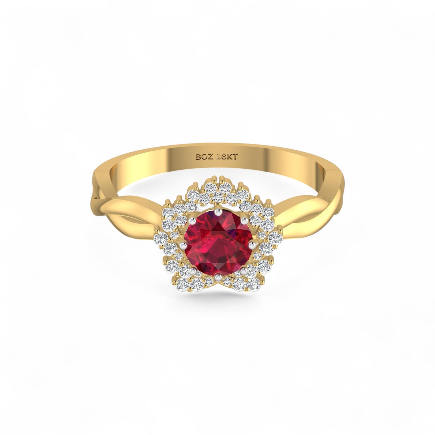 BOZ Forever Natural Diamond Gemstone Engagement Ring in 18KT Gold