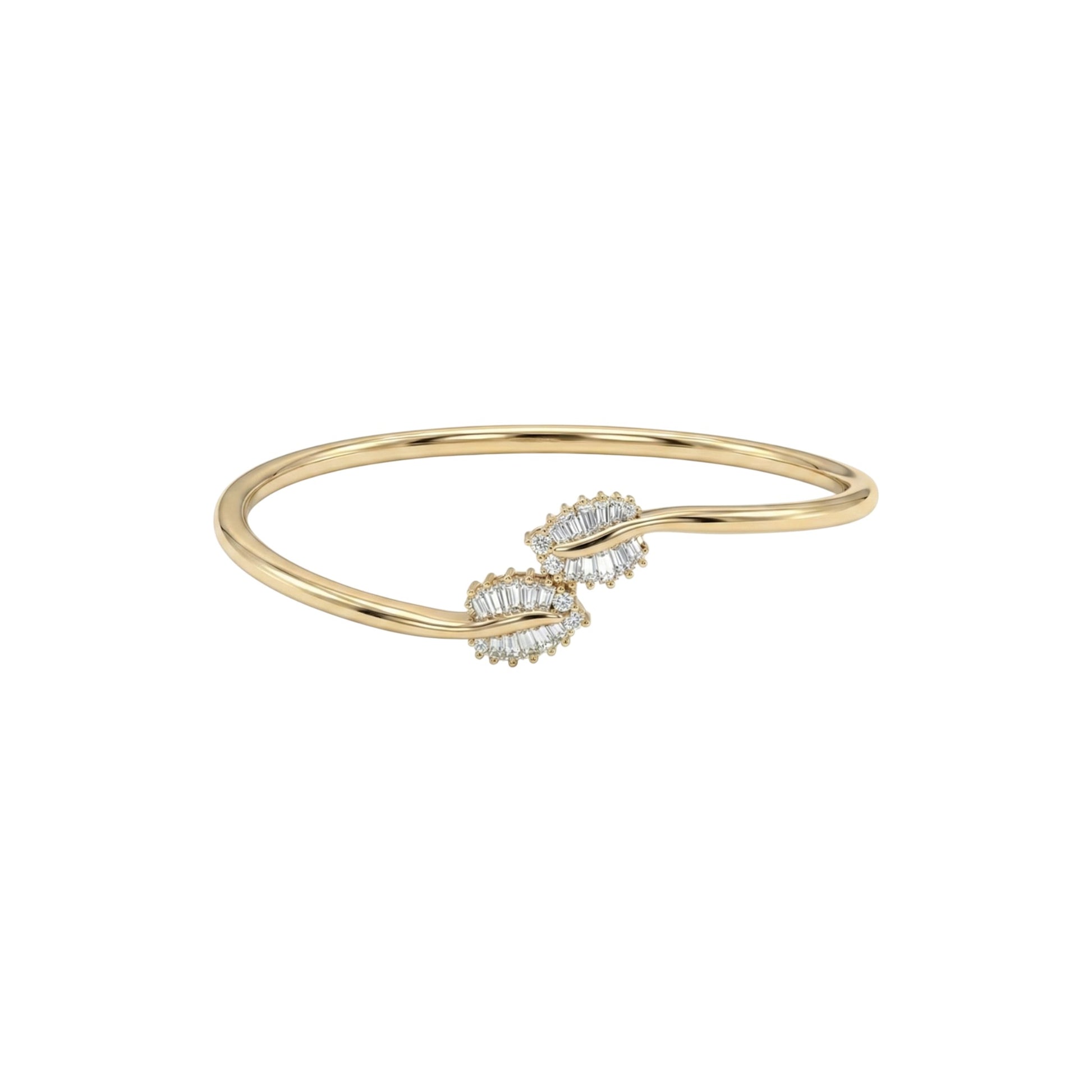 Gold bracelet with heart-shaped diamond designs on a white background