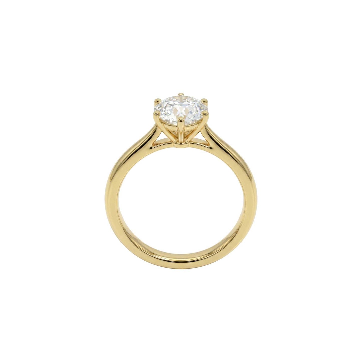 Gold ring with a diamond on a white background