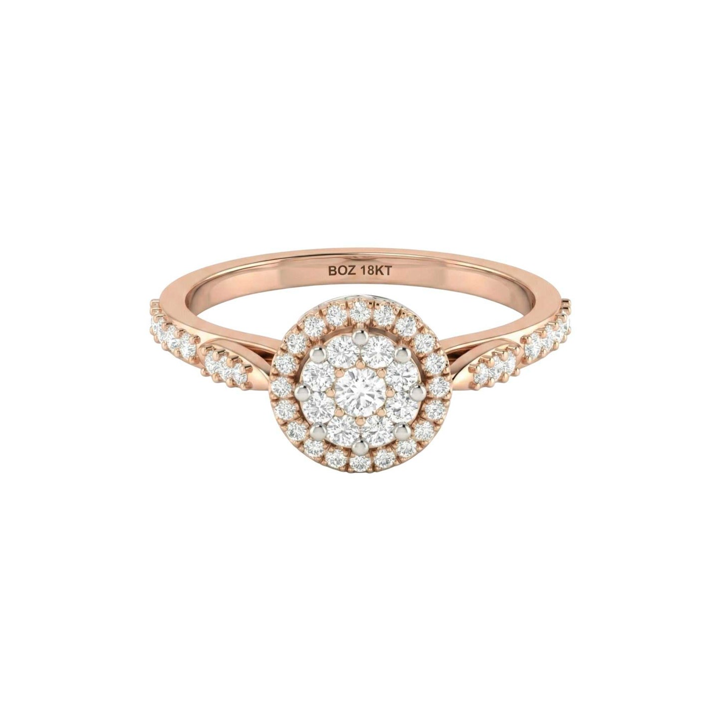 Daisy Natural Diamond engagement ring with round-cut diamonds in 18KT gold band