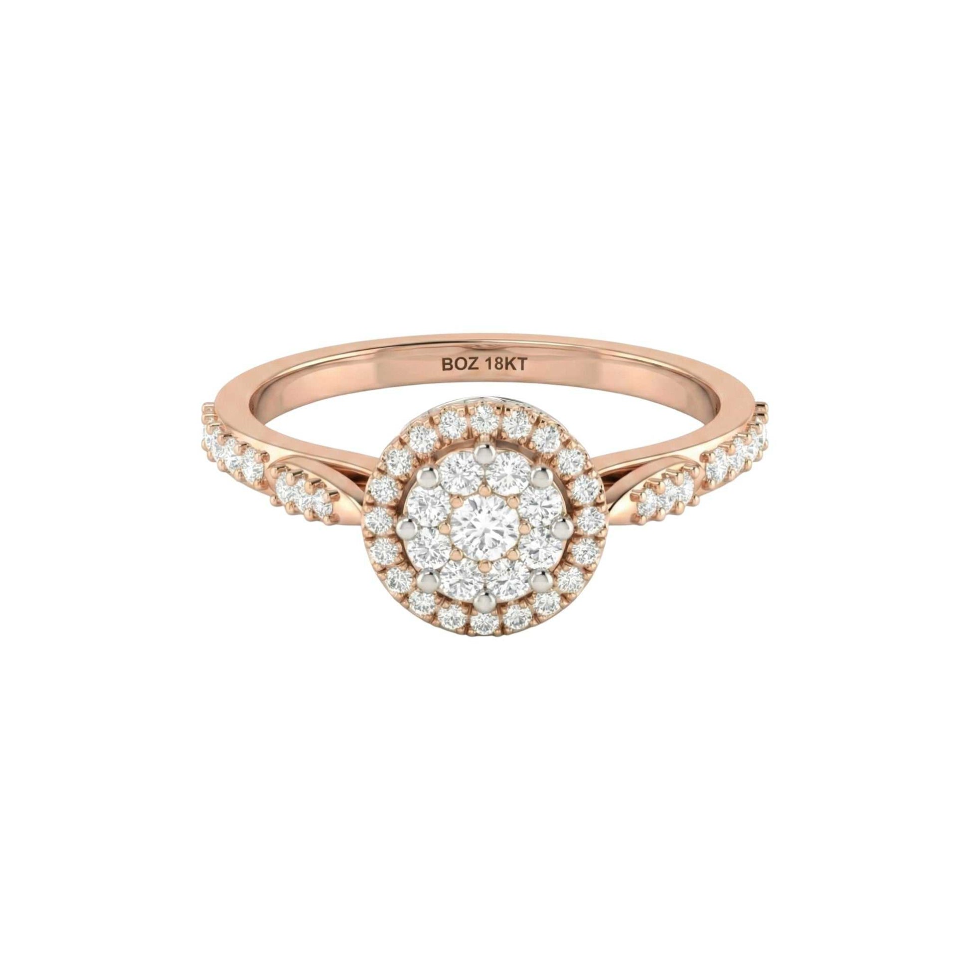 Daisy Natural Diamond engagement ring with round-cut diamonds in 18KT gold band