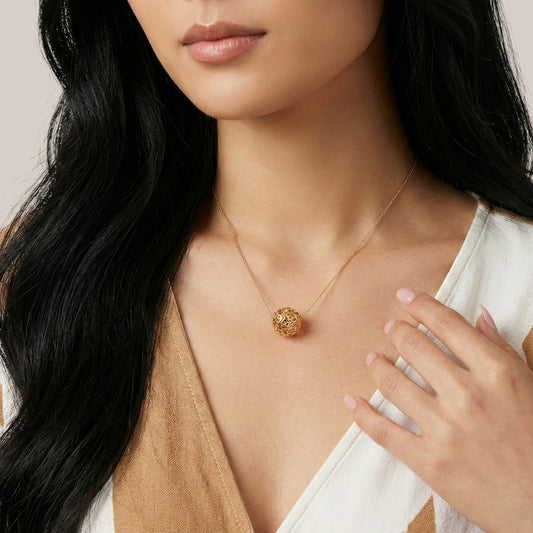 Hearts & Barrel Natural Diamond Necklace in 18KT Gold