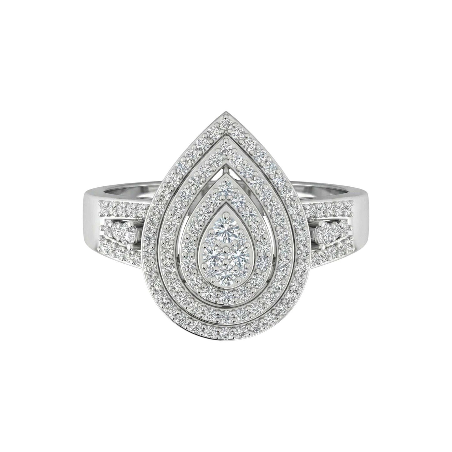 Jade Pear Cut Natural Diamond engagement ring in 18KT gold with pavé-set diamonds