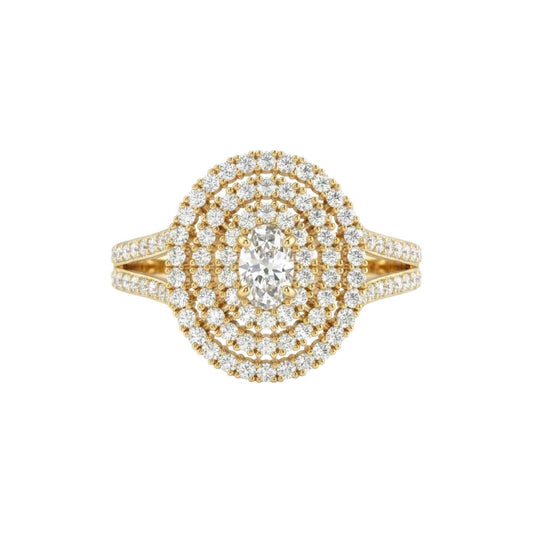 Jasmine oval cut moissanite engagement ring with pavé diamonds in 18KT gold
