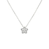 Silver necklace with a star-shaped pendant on a white background