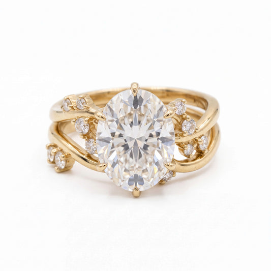 Lumora Vine Oval Cut Moissanite Bride Set in 18KT Gold
