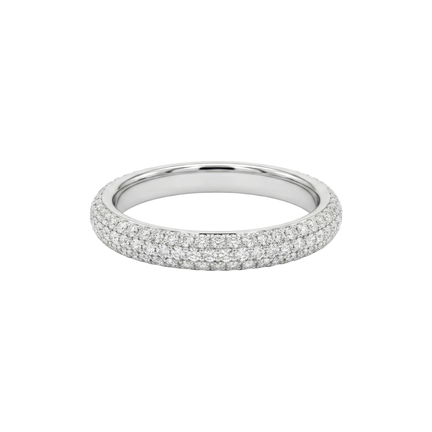 Silver ring with small stones on a white background