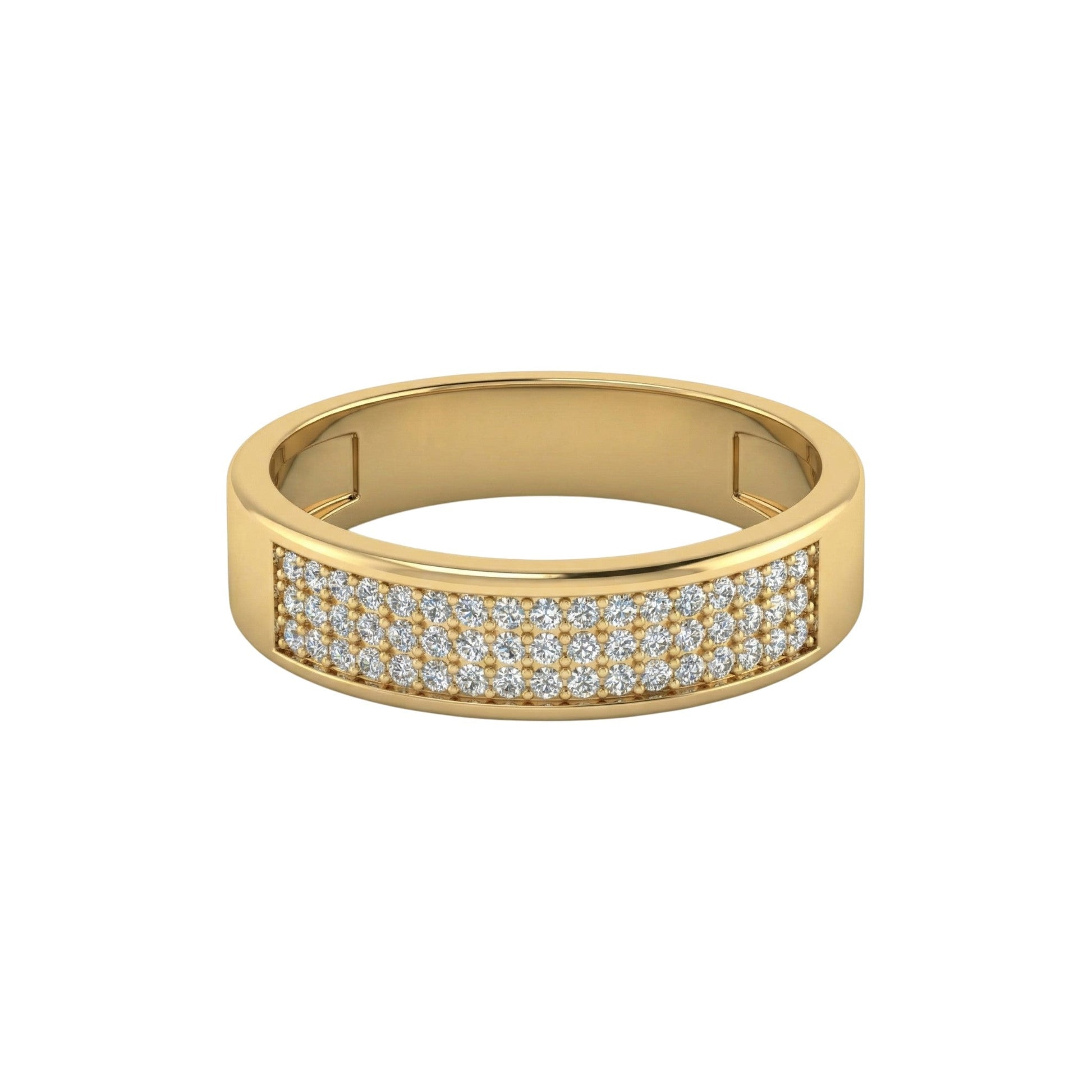 Omoni Pave Natural Diamond Band in 10KT gold with multiple rows of natural pavé diamonds and polished finish