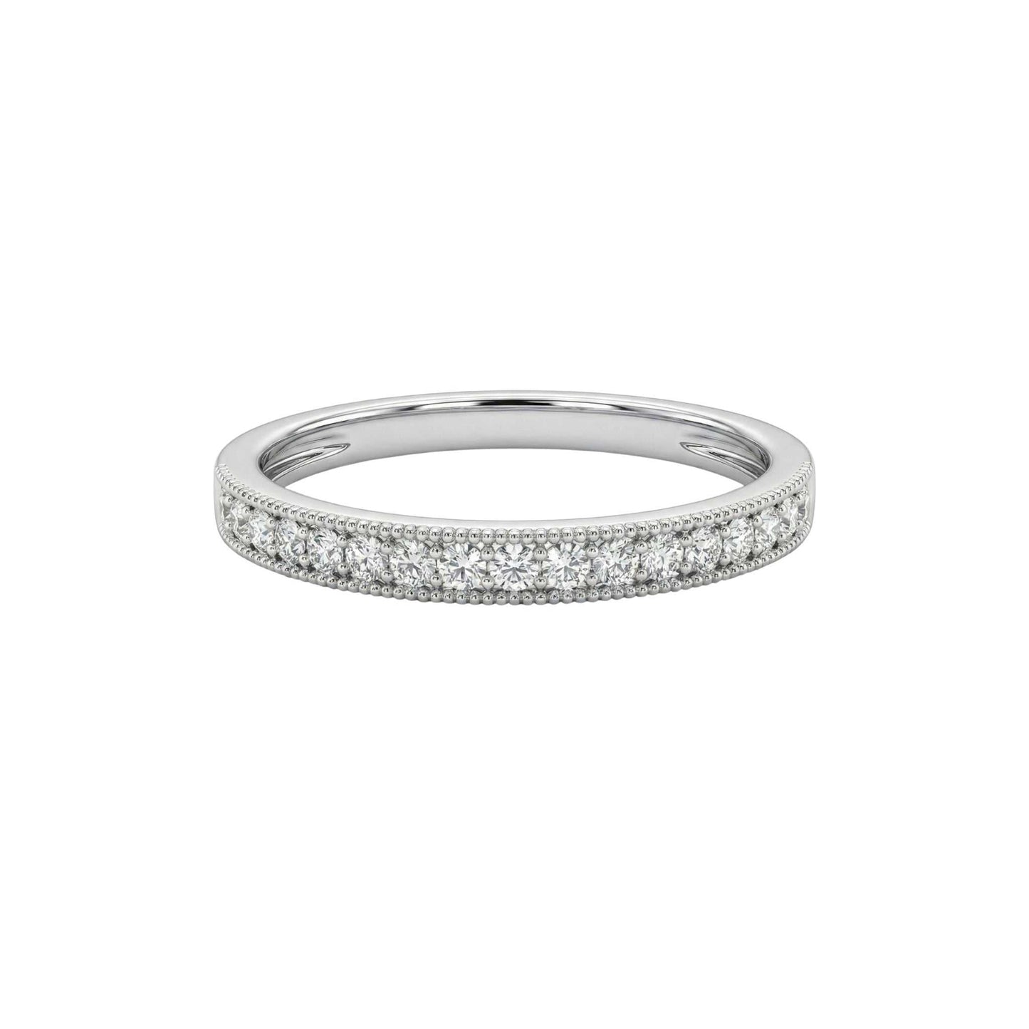 Pearl Milgrain Diamond Band in 10KT gold with milgrain detailing and sparkling diamonds