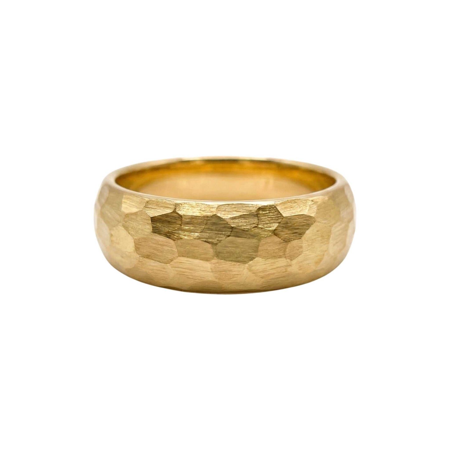Gold-tone Prism Tungsten Band with faceted textured surface and smooth interior
