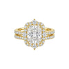 Quinn 2.0 CZ Bridal Set with cushion-cut cubic zirconia in 10KT gold ring and matching pavé band