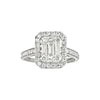 Royal Baguette Cut Diamond engagement ring in 18KT gold with halo and split shank design