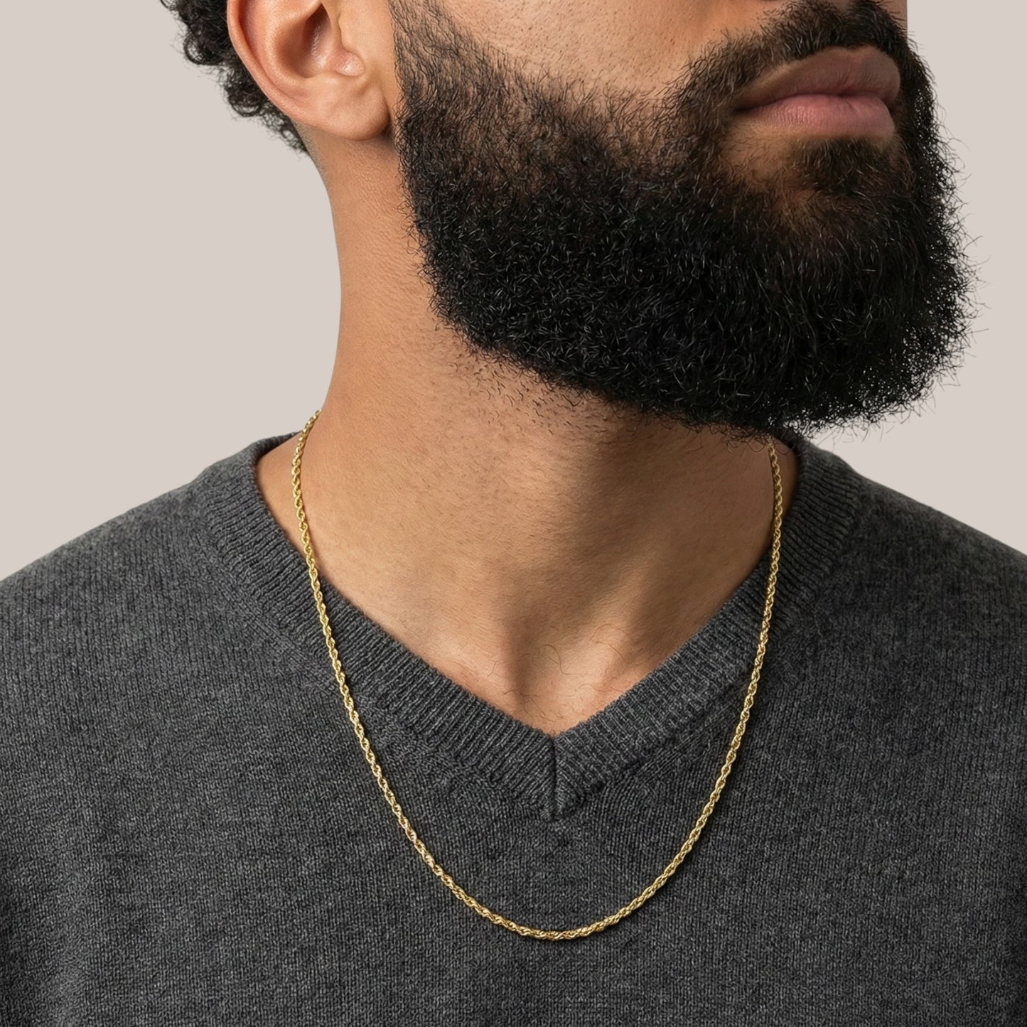 Thin Cable Necklace in 18KT Gold