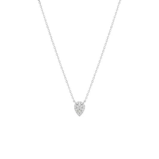 Delicate silver necklace with a heart-shaped pendant on a white background