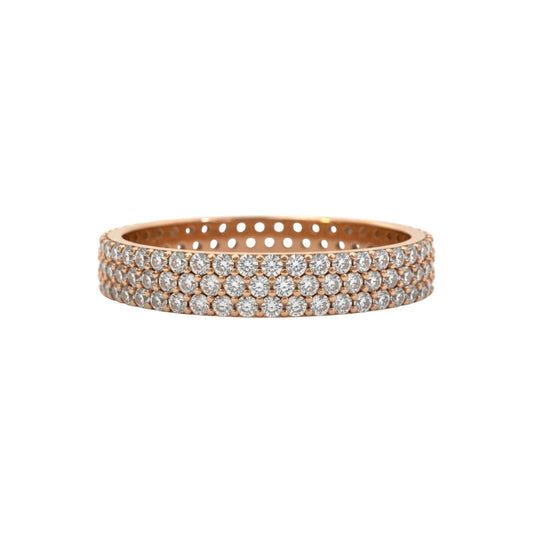 3 Row Moissanite Pave Band in 10KT Gold