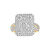 Amanda Radiant Cut Diamond engagement ring in 18KT gold with radiant cluster of natural diamonds and pavé-set split shank