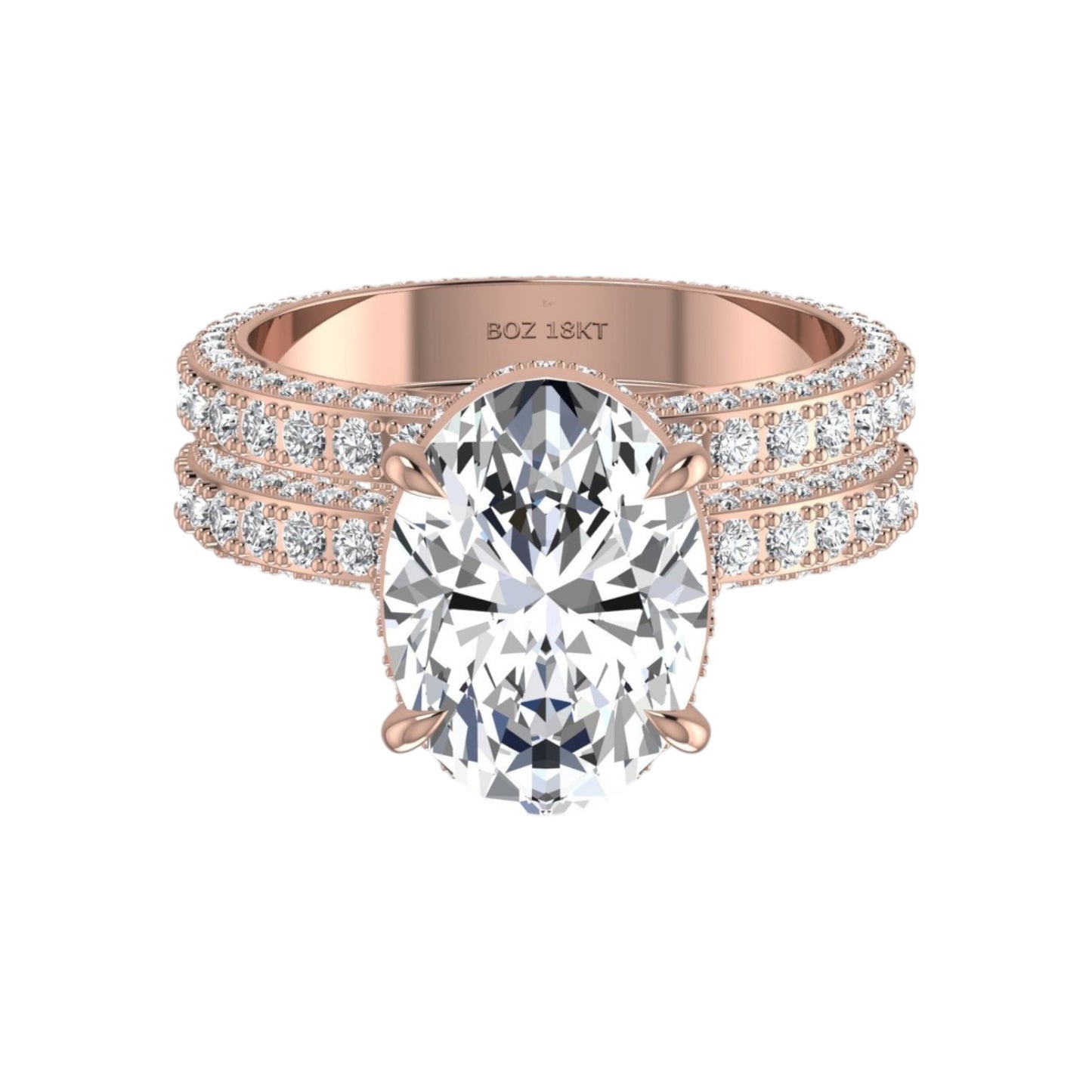 Amina Oval Cut Diamond Bride Set in 18KT Gold