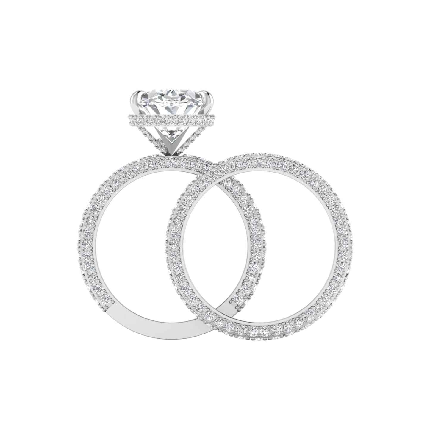 Amina Oval Cut Diamond Bride Set in 18KT Gold