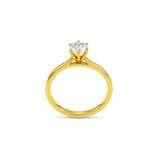 Classic 6 Prong Solitaire CZ Engagement Ring in 18KT Gold