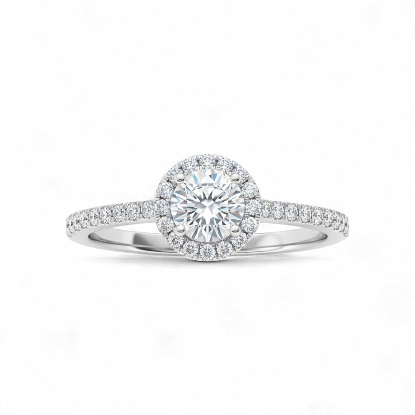 Classic Halo Round Cut CZ Engagement Ring in 925 Sterling Silver