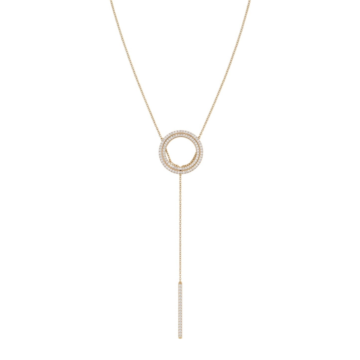 Double Halo Lariat Diamond Necklace in 18KT Gold