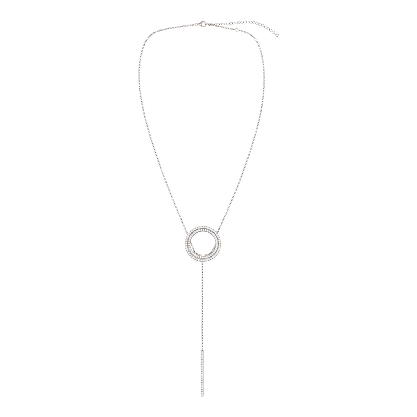 Double Halo Lariat Diamond Necklace in 18KT Gold