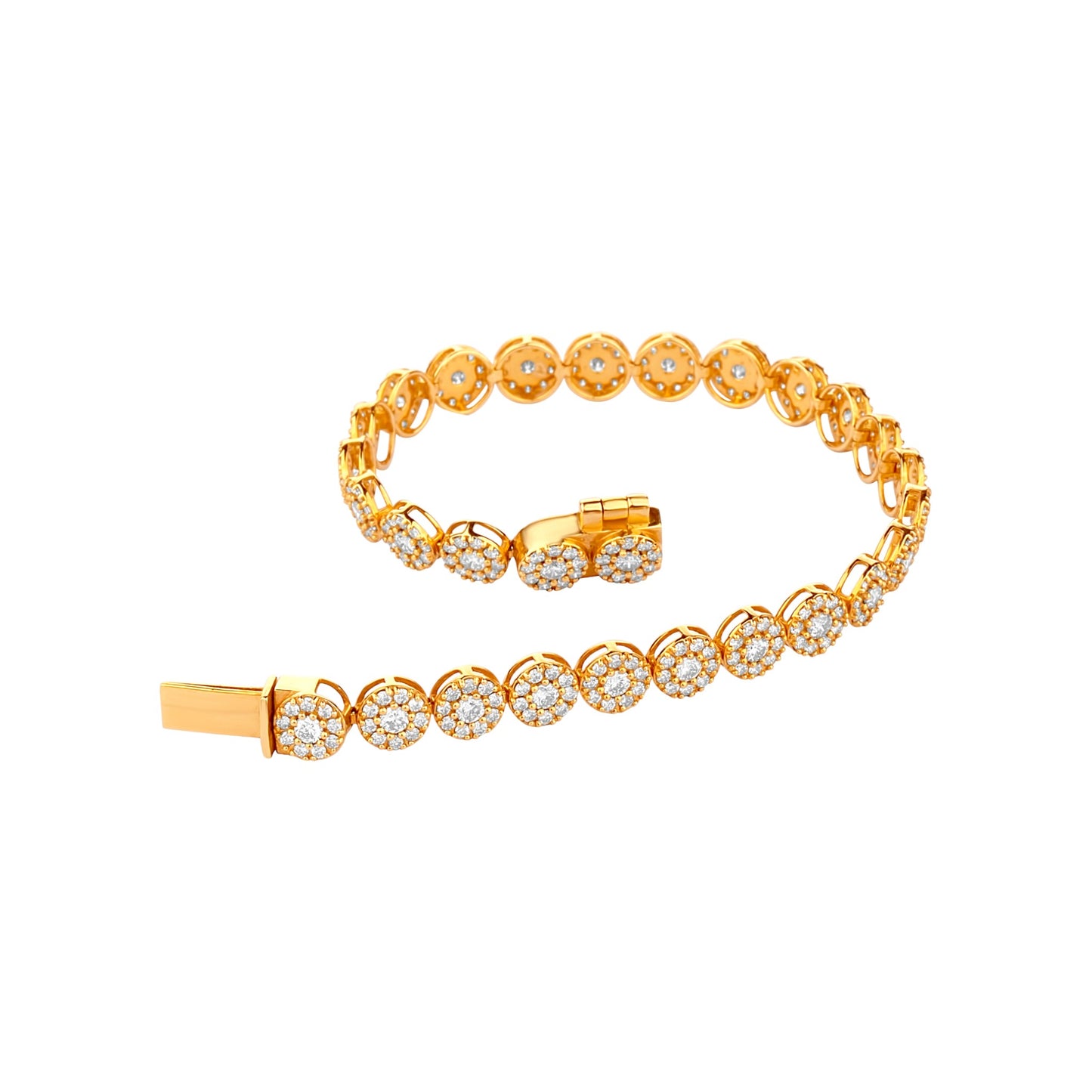 Gold bracelet with diamond accents on a white background