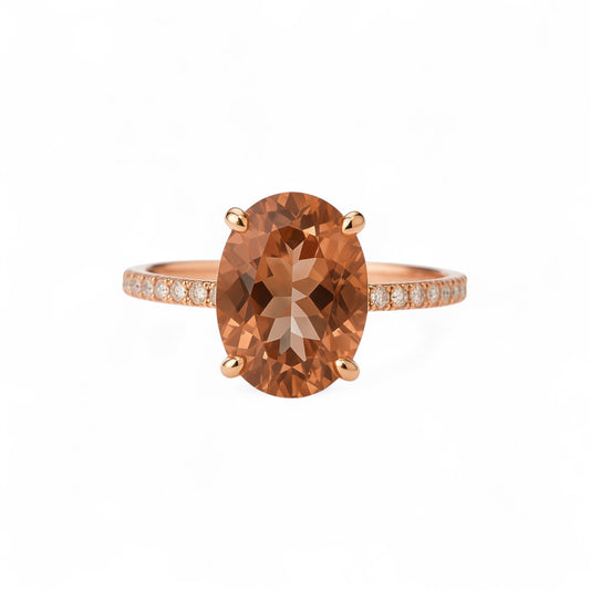 Fay Oval Cut Morganite and Natural Diamond Engagement Ring in 18K