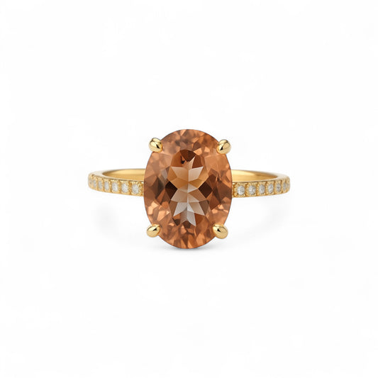 Fay Oval Cut Morganite and Natural Diamond Engagement Ring in 18K