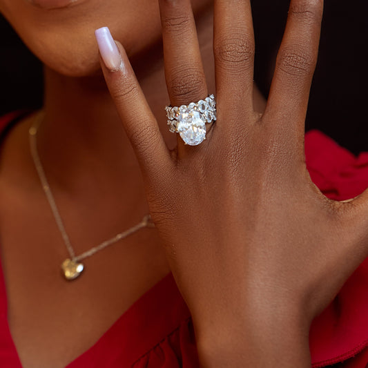 J Set Oval Cut CZ Bride Set in 925 Sterling Silver