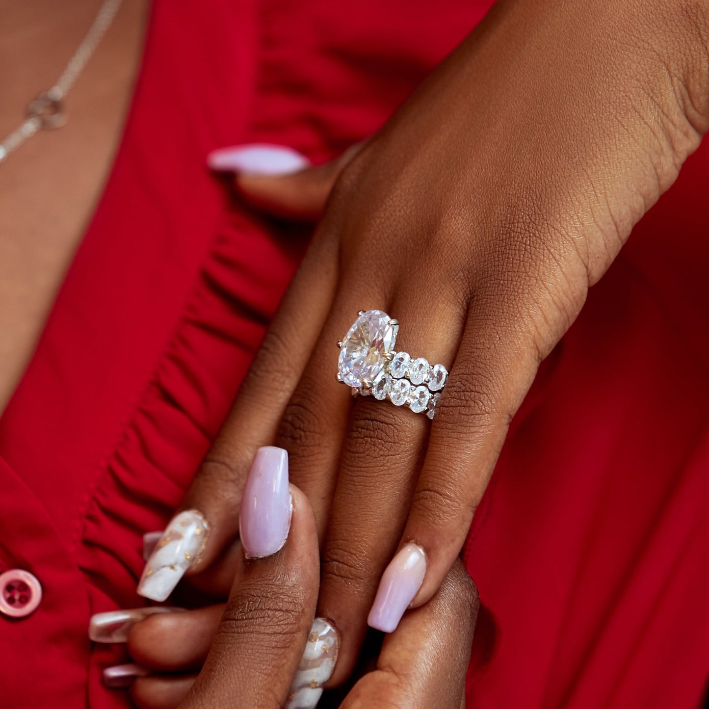 J Set Oval Cut CZ Bride Set in 925 Sterling Silver