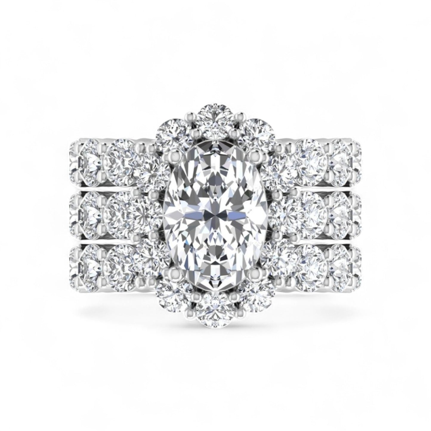 Jane Oval Natural Pavé Diamonds Bride Set in 18KT Gold