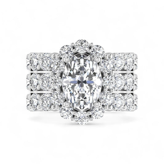 Jane Oval Natural Pavé Diamonds Bride Set in 18KT Gold