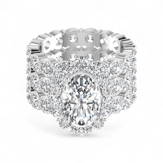 Jane Oval Natural Pavé Diamonds Bride Set in 18KT Gold