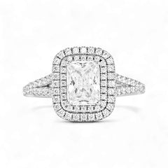 Kyle Radiant Cut CZ Engagement Ring in 925 Sterling Silver